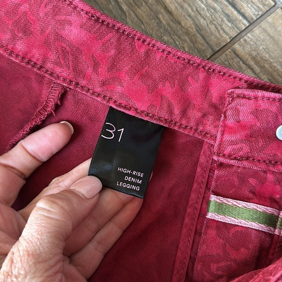 Anthropologie Pilcro Flocked High-Rise Leggings raspberry 31 - Picture 5 of 7